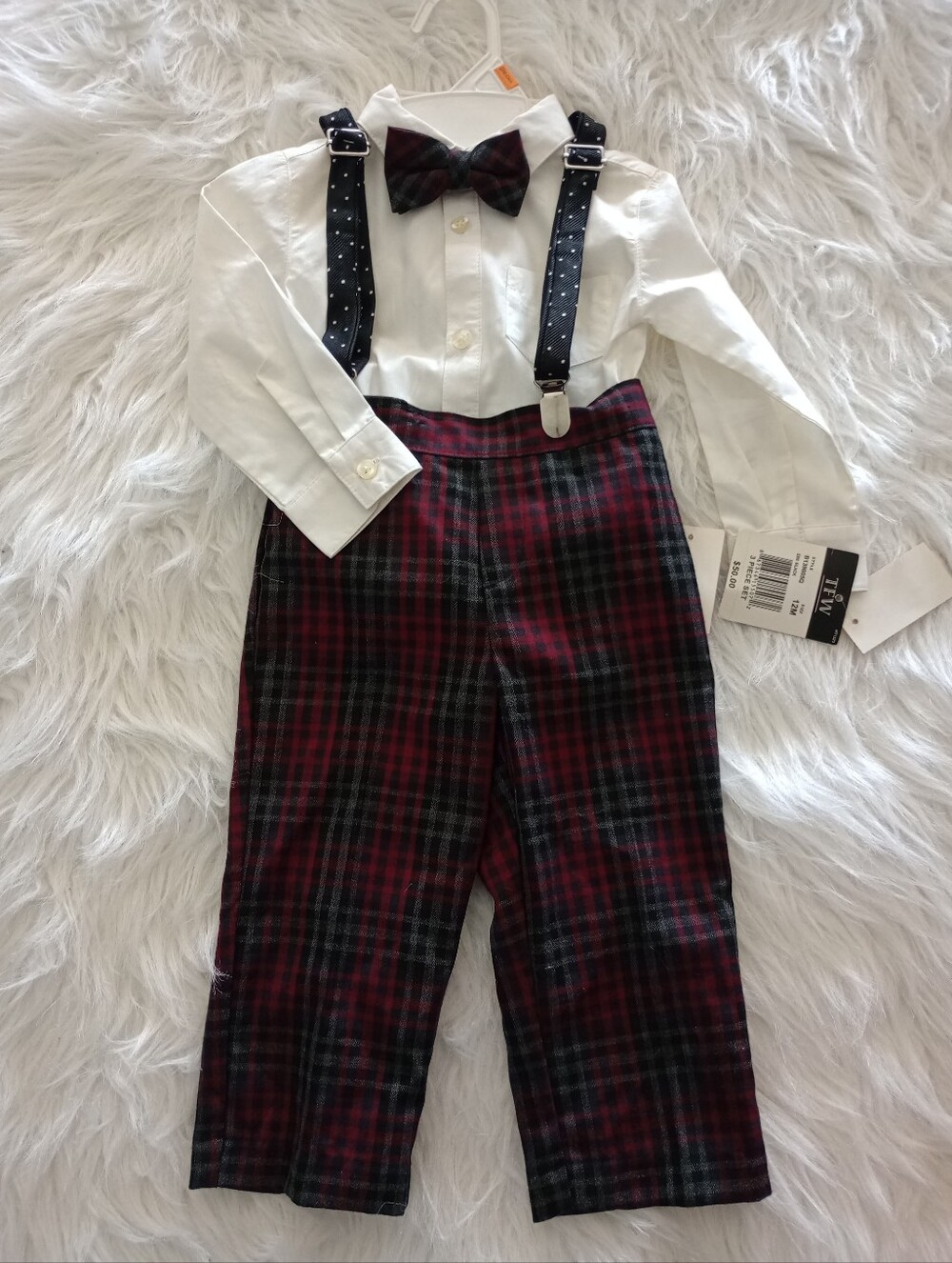 NWT Boys Suspender Outfit Size 12 Months Christmas Outfit